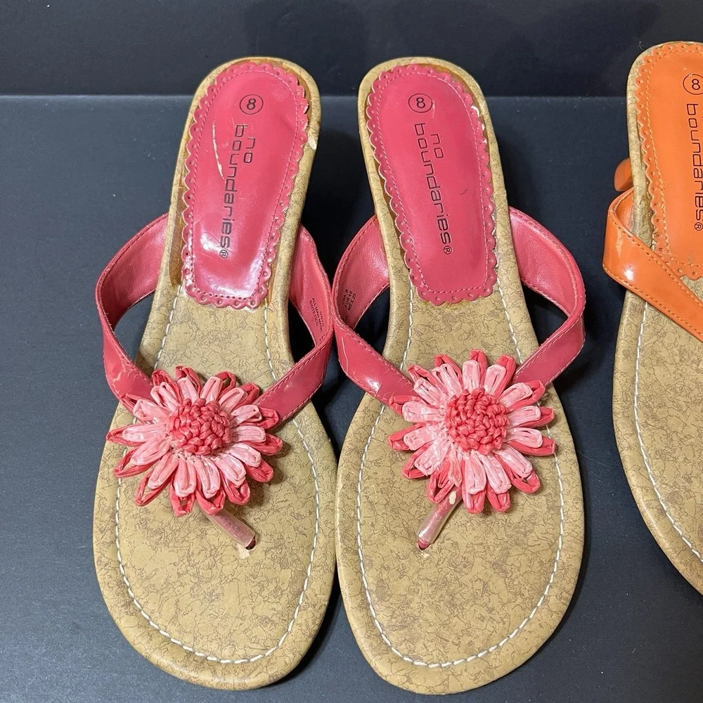 Womens Sandals Size 8 No Boundries Shoes Pink Orange Sandals Set Of 2